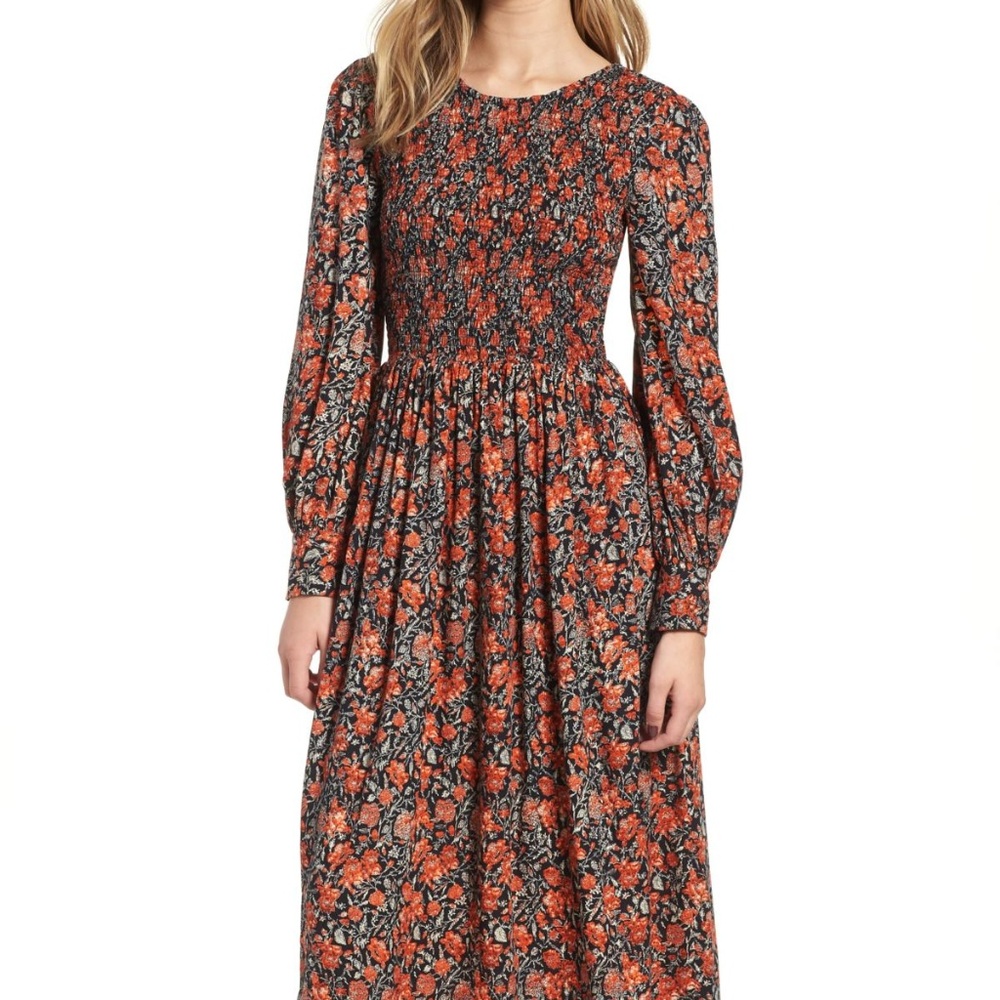 Nordstrom Hinge Smocked Bodice Midi Dress